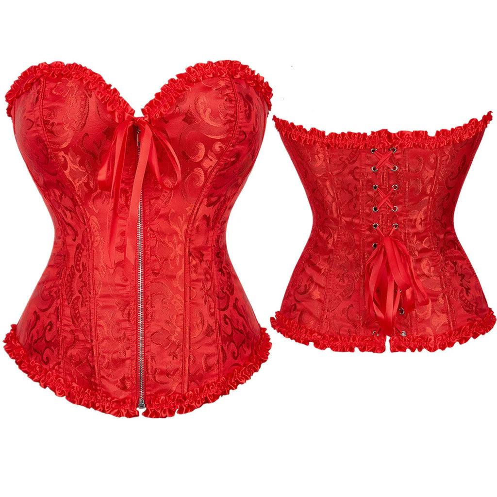 Vintage Gothic Jacquard Overbust Corset