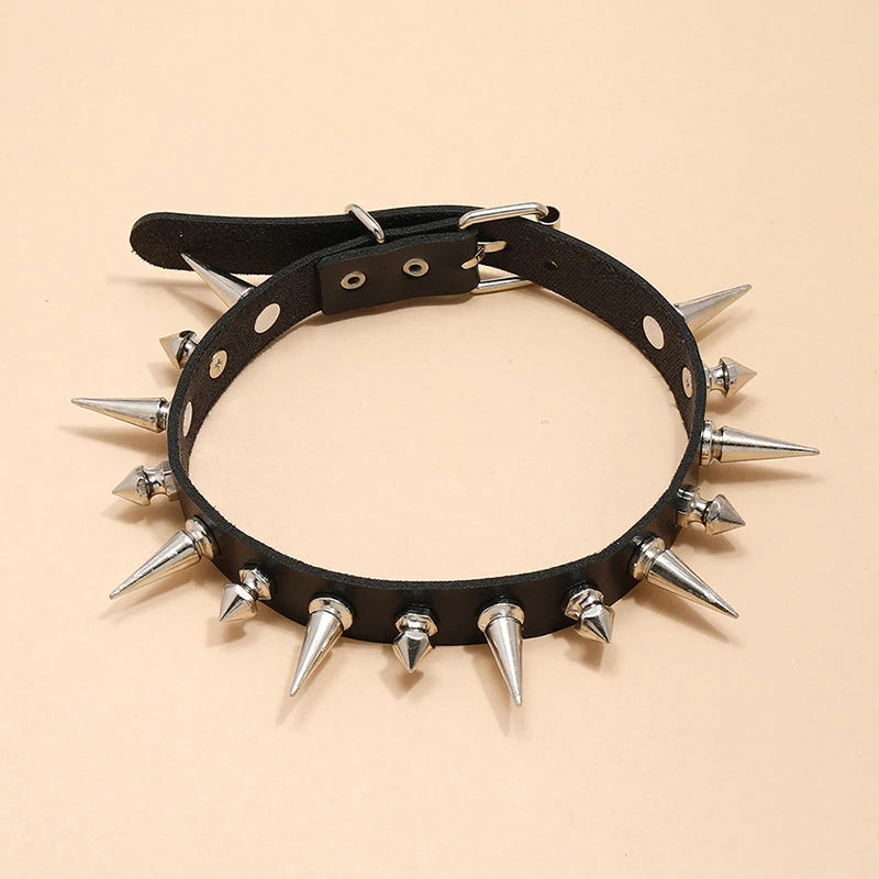 Punk Long Spike Studded Choker