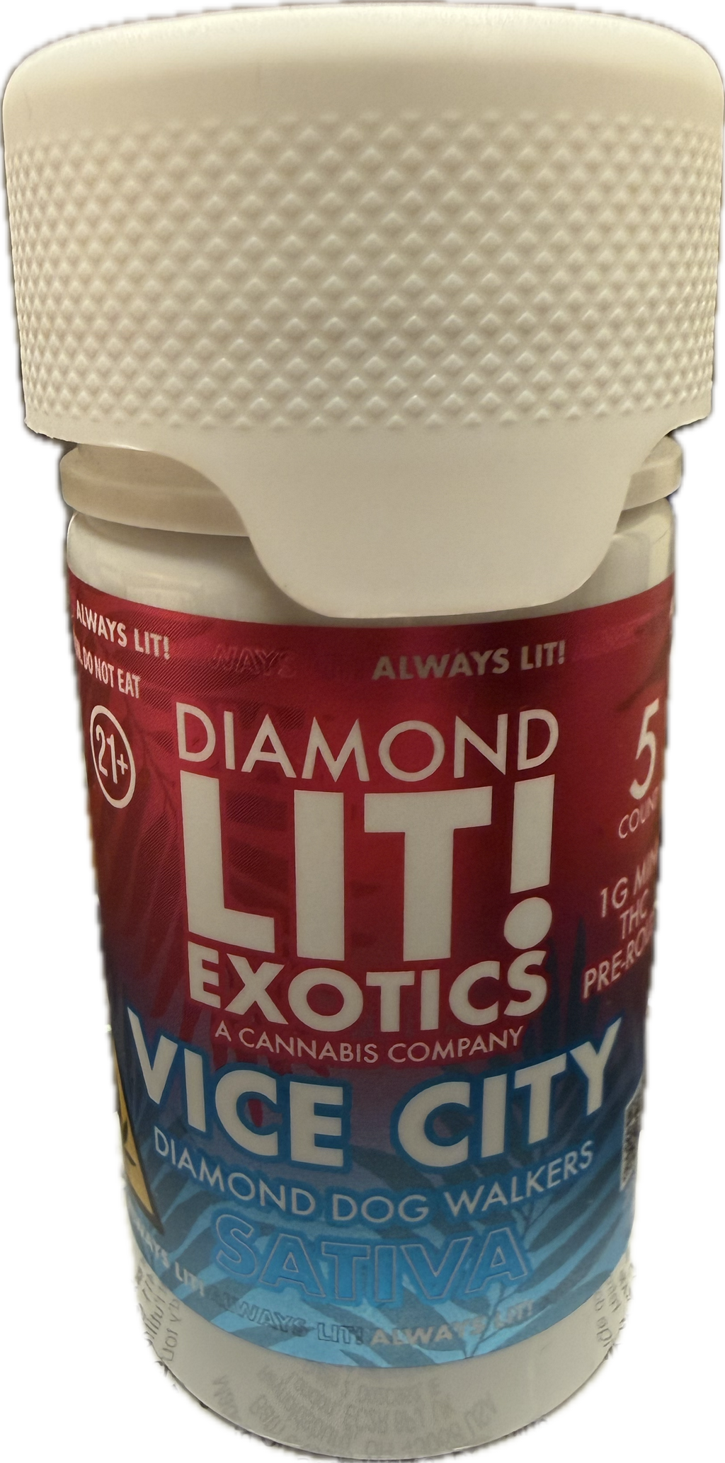 Diamond Lit! Exotics Dog Walkers - 1G Delta-8 Pre-Rolls 5ct Jar (Sativa/Hybrid/Indica)