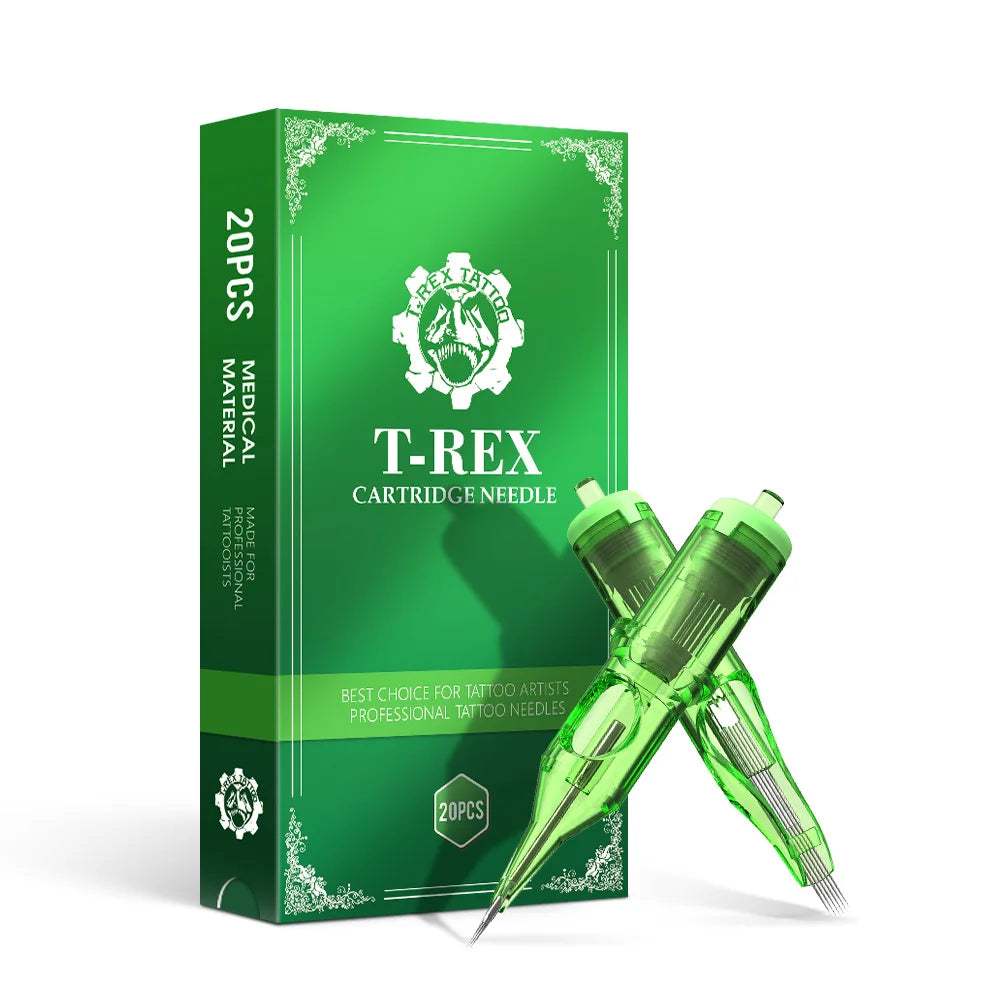 T-Rex 20pcs/Ink Cartridge Tattoo Needle RL RM Disposable Sterilization Safe Tattoo Needle 0.35mm Sterile Tattoo Needle Supply
