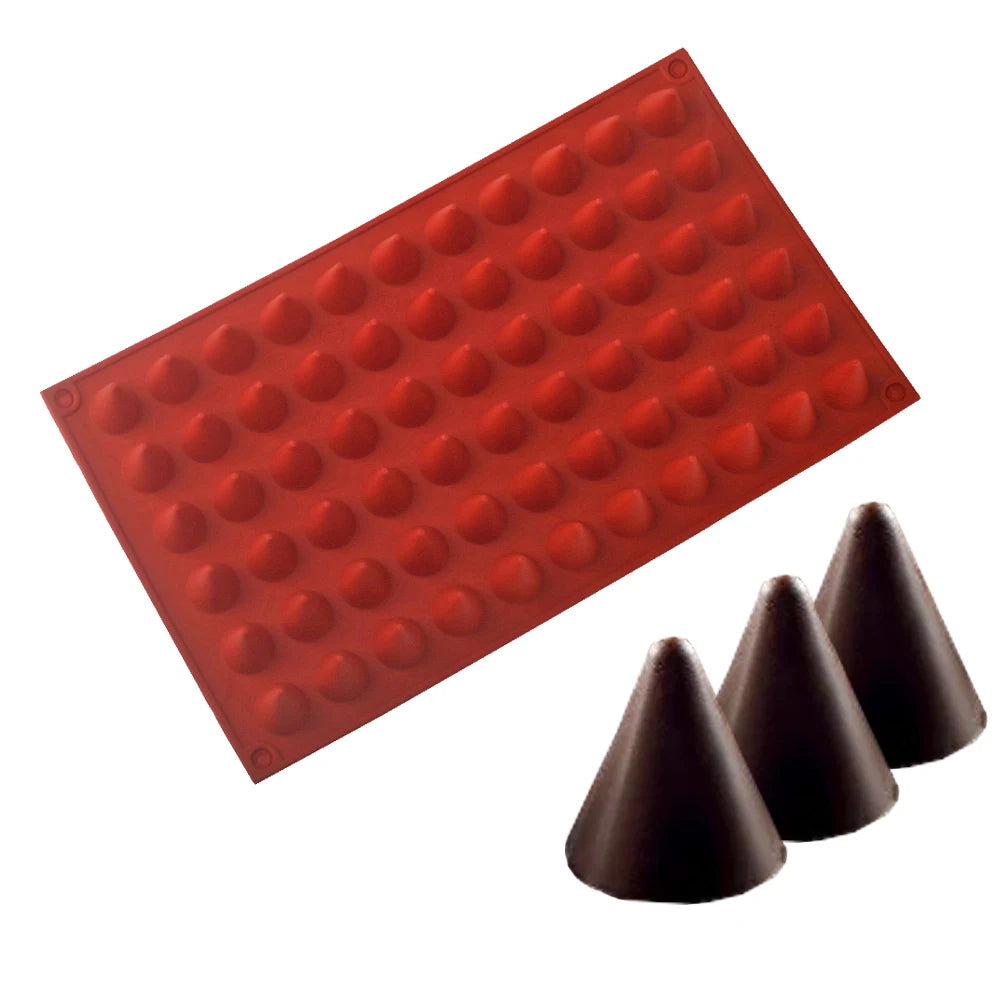 66-Cells Cone Chocolate Baking Mold Food Grade Silicone Chocolate Mold Child Candy Bakeware Cake Decorating Kitchen Bakeware