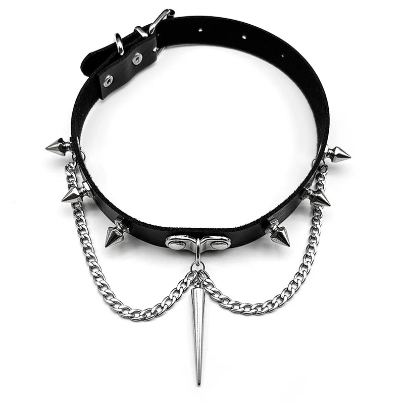 Gothic Spiked Chain Choker Collar