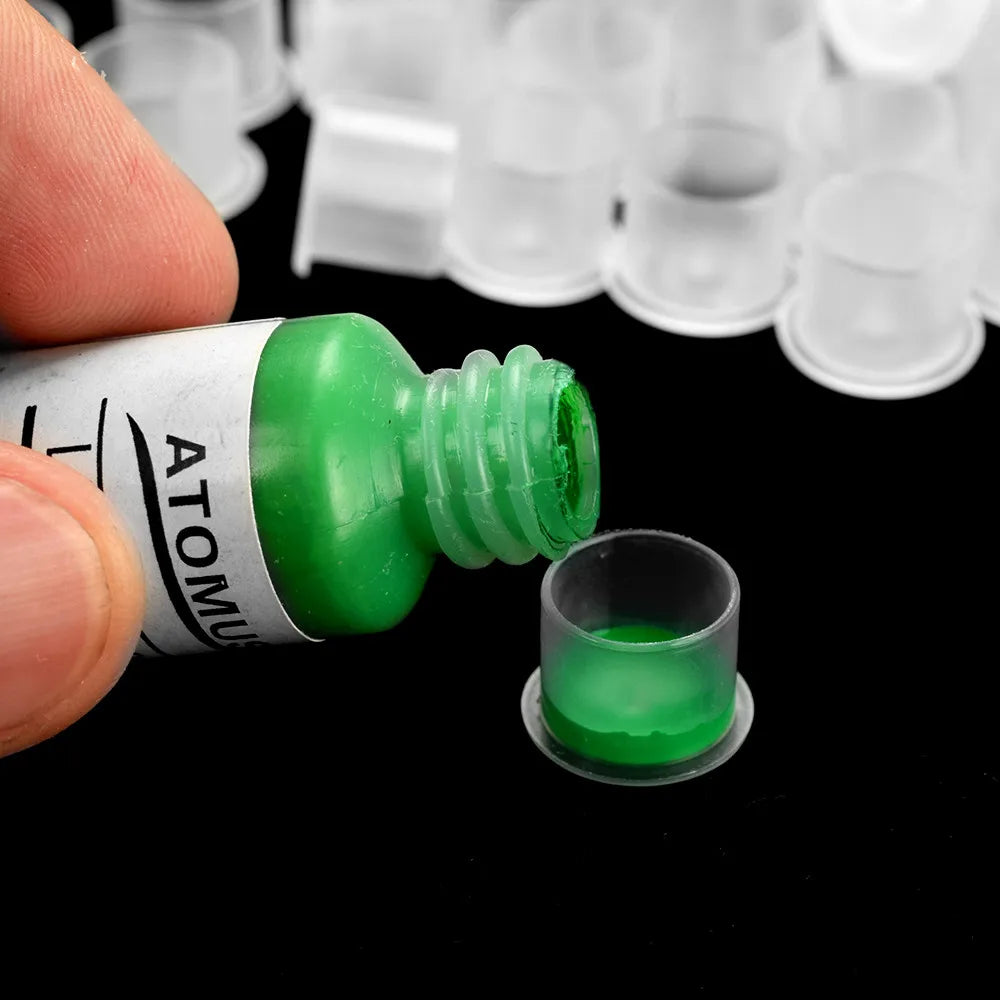 100pcs Tattoo Ink Cups Plastic Microblading Tatuagem Acessorios Pigment  Caps With Bottom S/M/L For Needle Tip Grip Power Supply