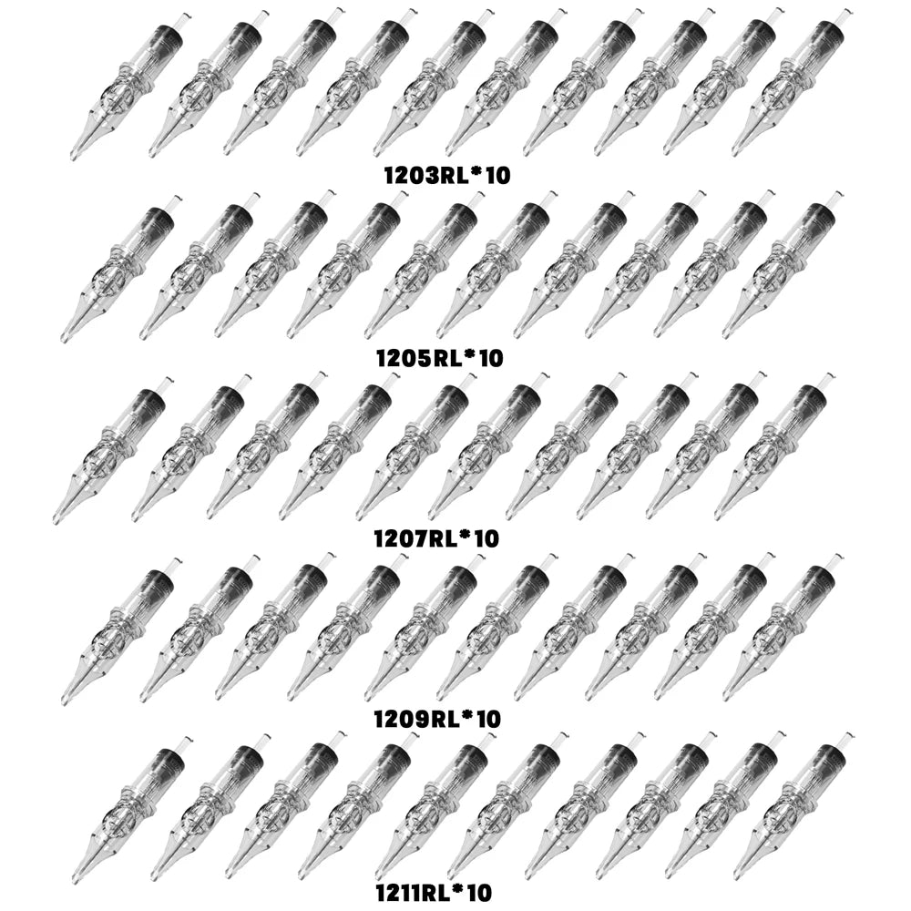 20/50PCS Transparent Tattoo Cartridge Needles RL RS M1 CM Disposable Sterilized Cartridge Needles for Tattoo Machine Pen Supply