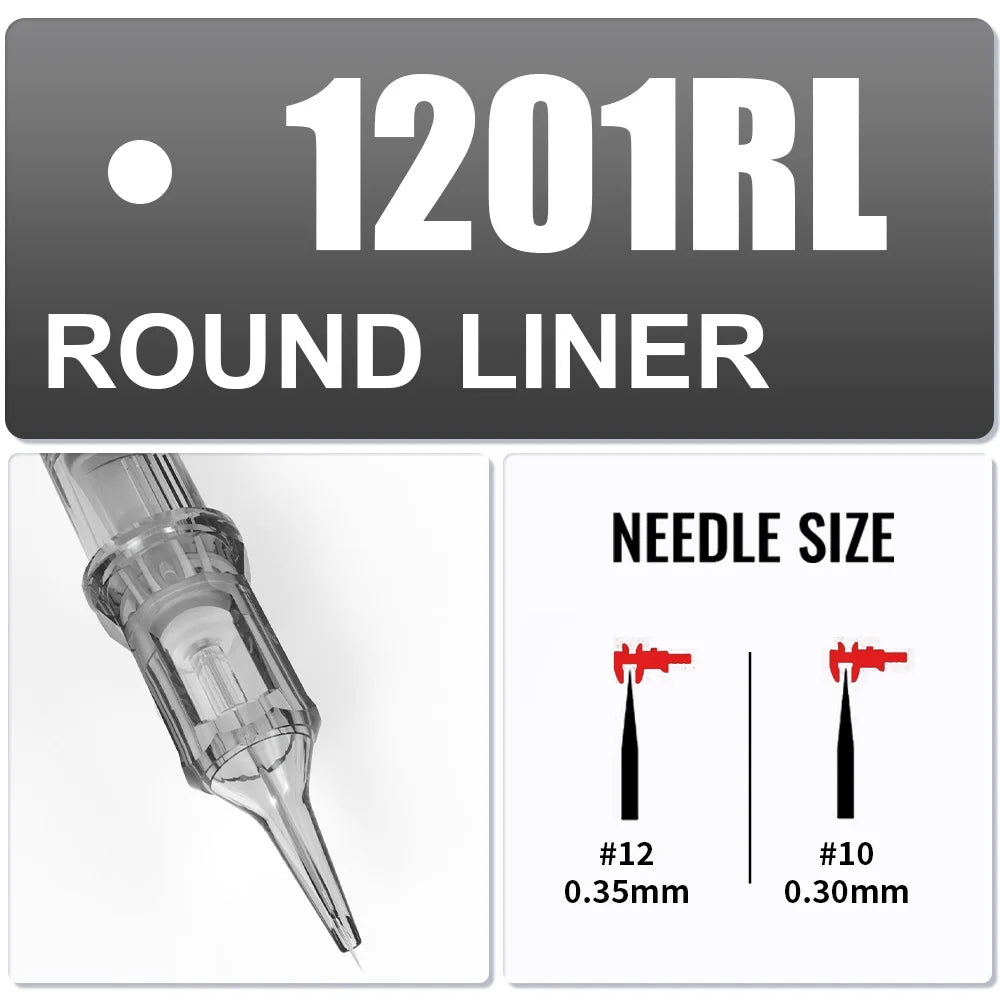 Yilong 20Pcs/Box Tattoo RL Cartridges Permanent Makeup Round Liner 0.25/0.30/0.35/0.40mm Needles For Tattoo Machines Supplies