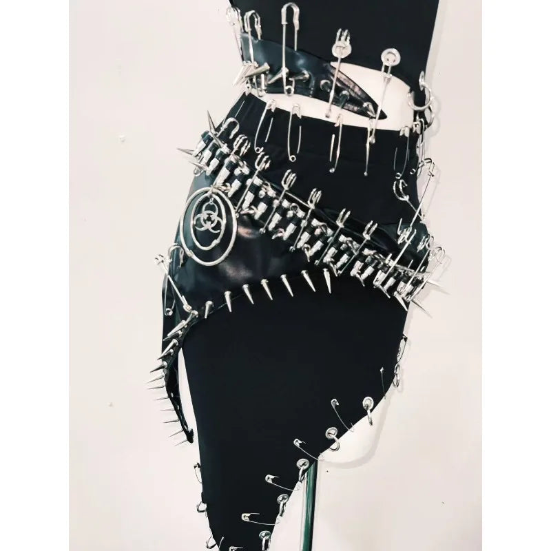 Y2K Gothic Biohazard Spike Choker