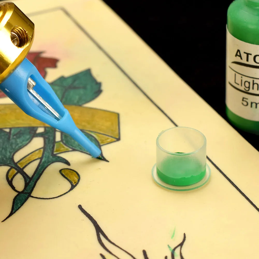 100pcs Tattoo Ink Cups Plastic Microblading Tatuagem Acessorios Pigment  Caps With Bottom S/M/L For Needle Tip Grip Power Supply