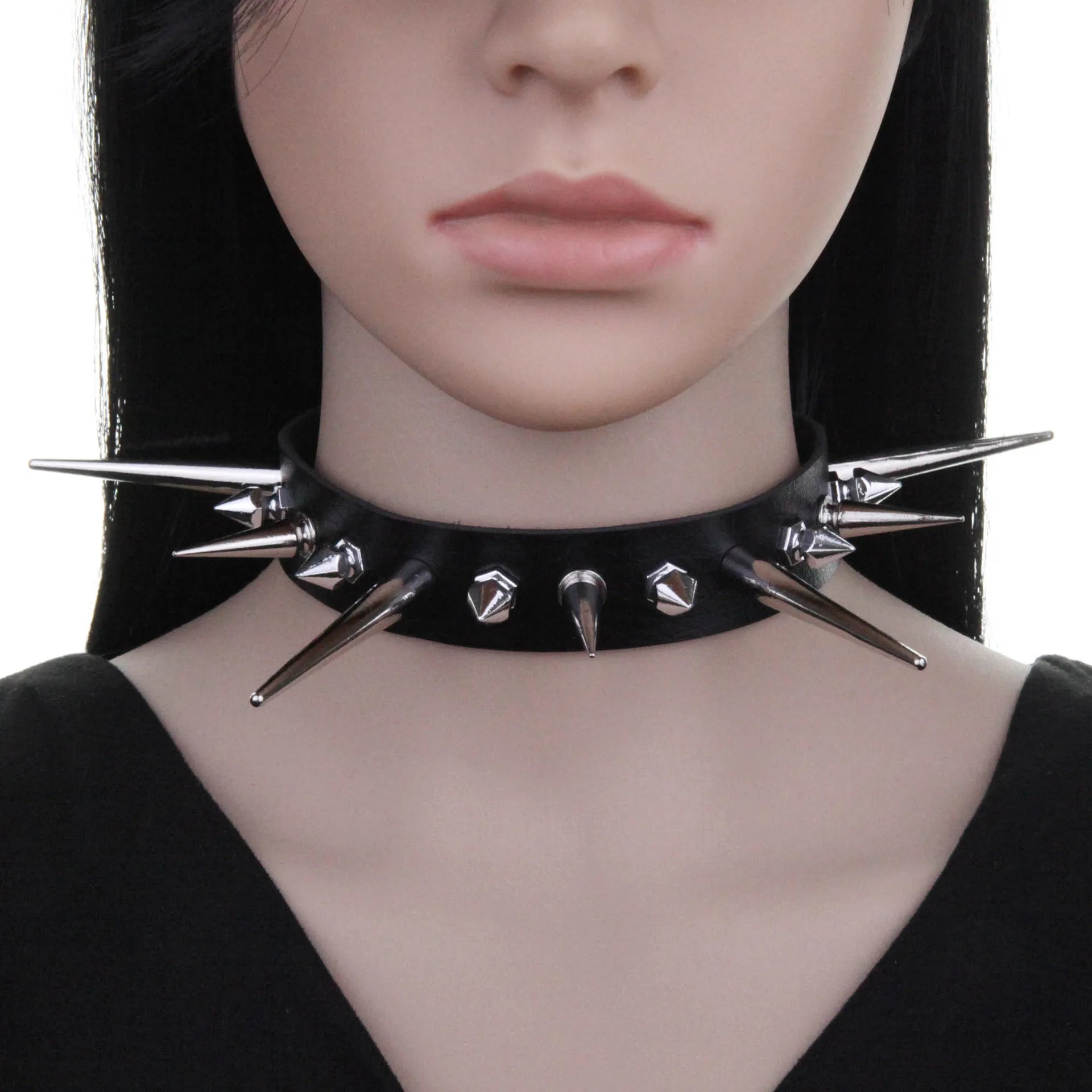 Gothic Punk Long Spike Choker