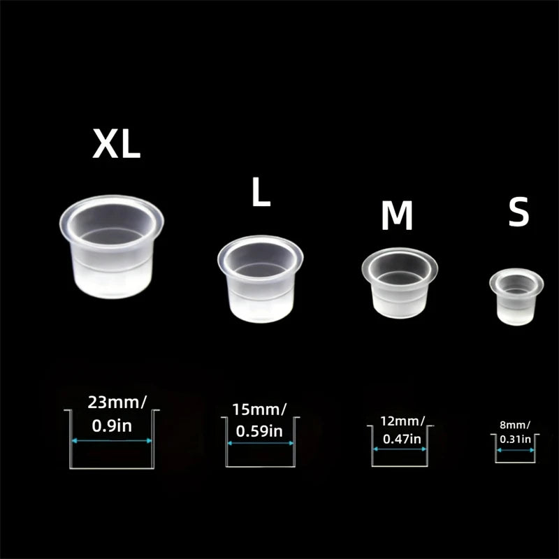 100pcs Disposable Tattoo Ink Cups Plastic Pigment Clear Holder