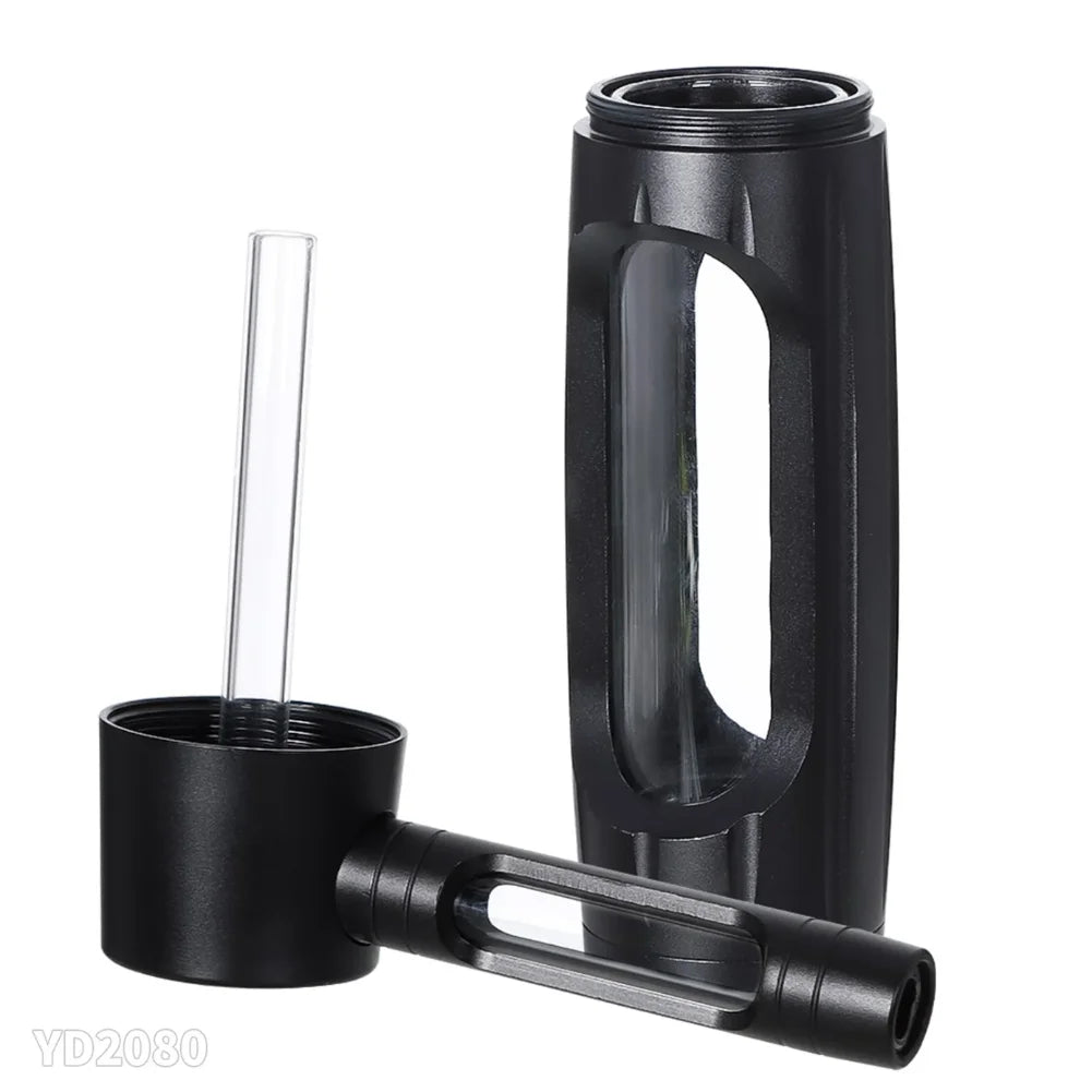Portable Metal Smoking Pipe with 155mm Glass Bowls Dry Burning Grass Tobacco Pipes Hookah Shisha Pipa for Smoke Accessories