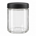 CBLARGE clear storage jar with black lid, digitally edited actual product photo on white background