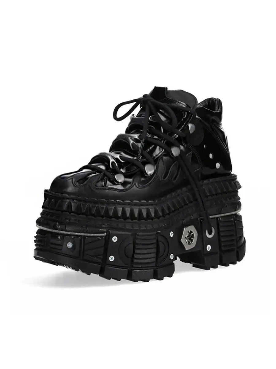 Black Gothic Chunky Platform High-Top Sneakers