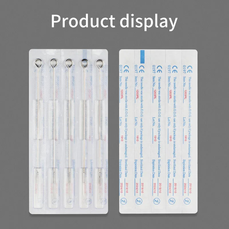 DM 50pcs Round Liner Tattoo Needles 1RL 3RL 5RL 7RL 9RL 11RL 13RL 15RL 18RL 0.35MM Disposable Sterilized Safety Tattoo Needle