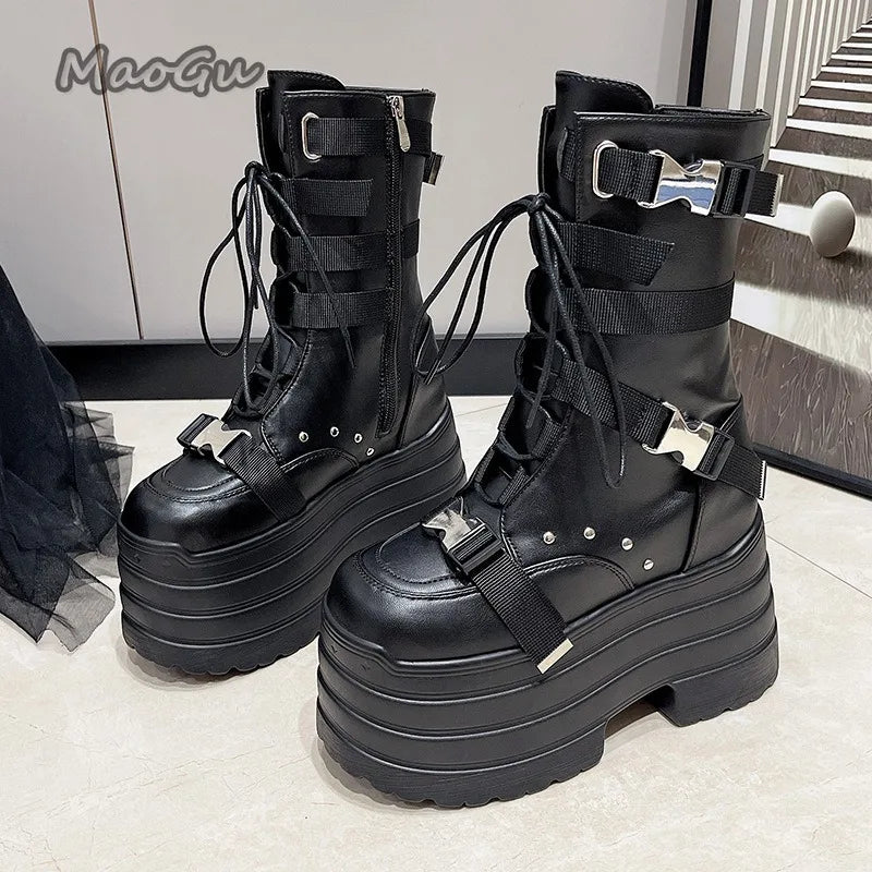 Women’s Gothic Buckle Mega Platform Boots