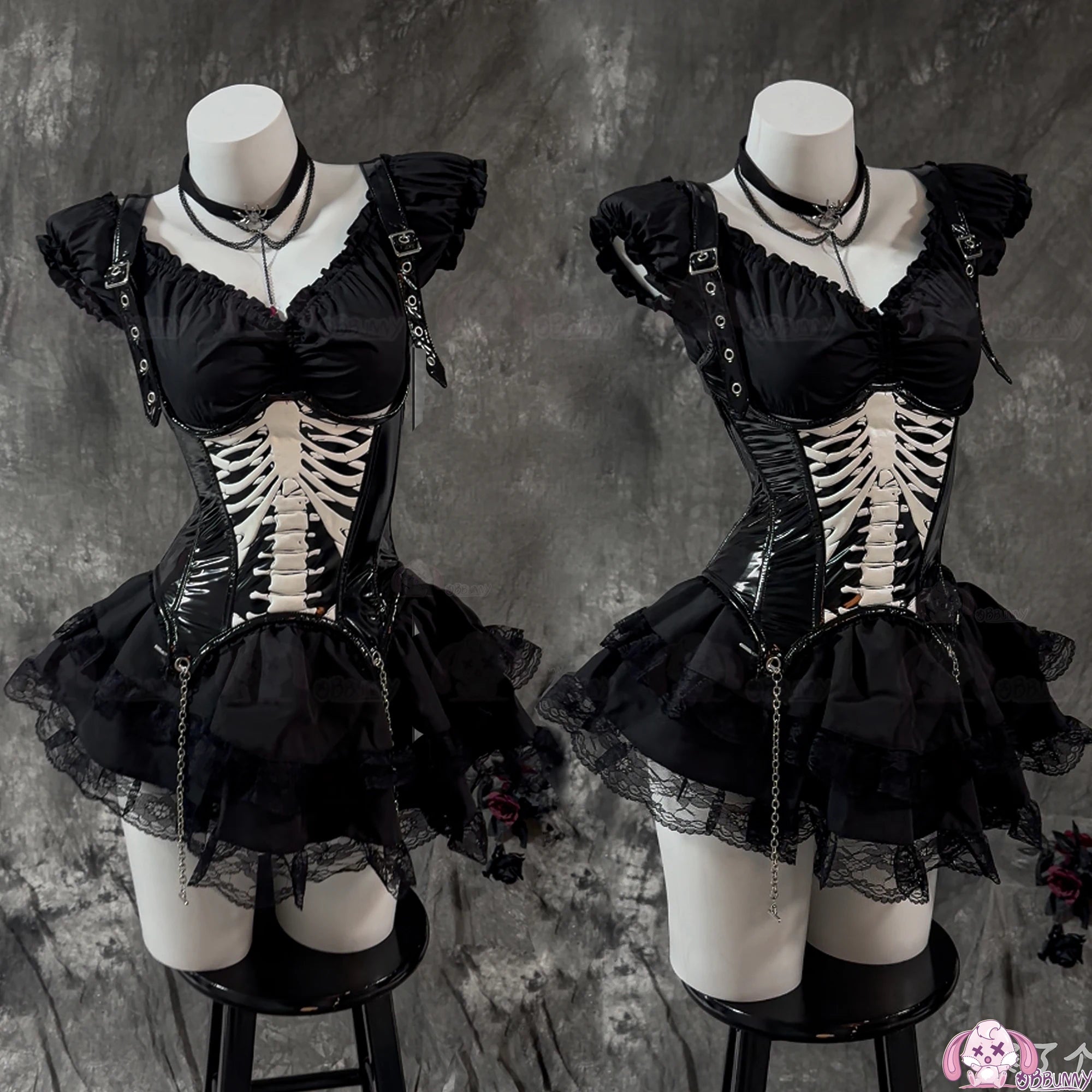Black Gothic Lolita Corset Mini Dress