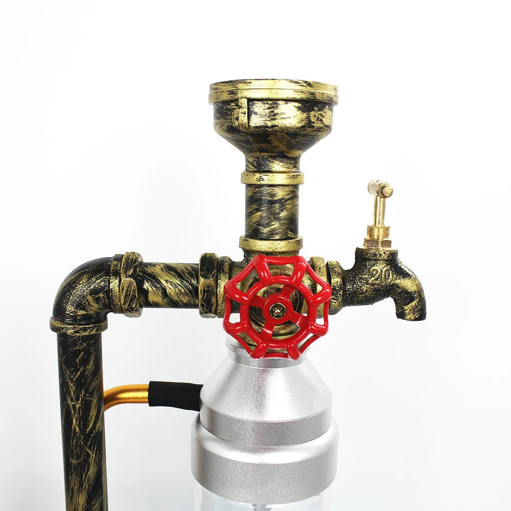 Big Metal Stem Hukka Night Club Shisha Bar Hookah Set Rechargeable LED Light Tall Chicha Narguile Hookah