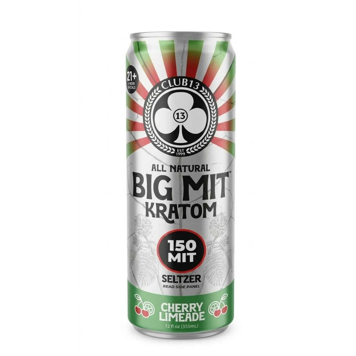 Club13 BIG MIT Cherry Lime 150 MIT 12oz single can on white background