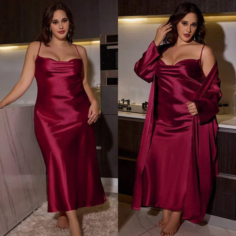 Plus Size Women Nightwear /Bathrobe Set 2pcs