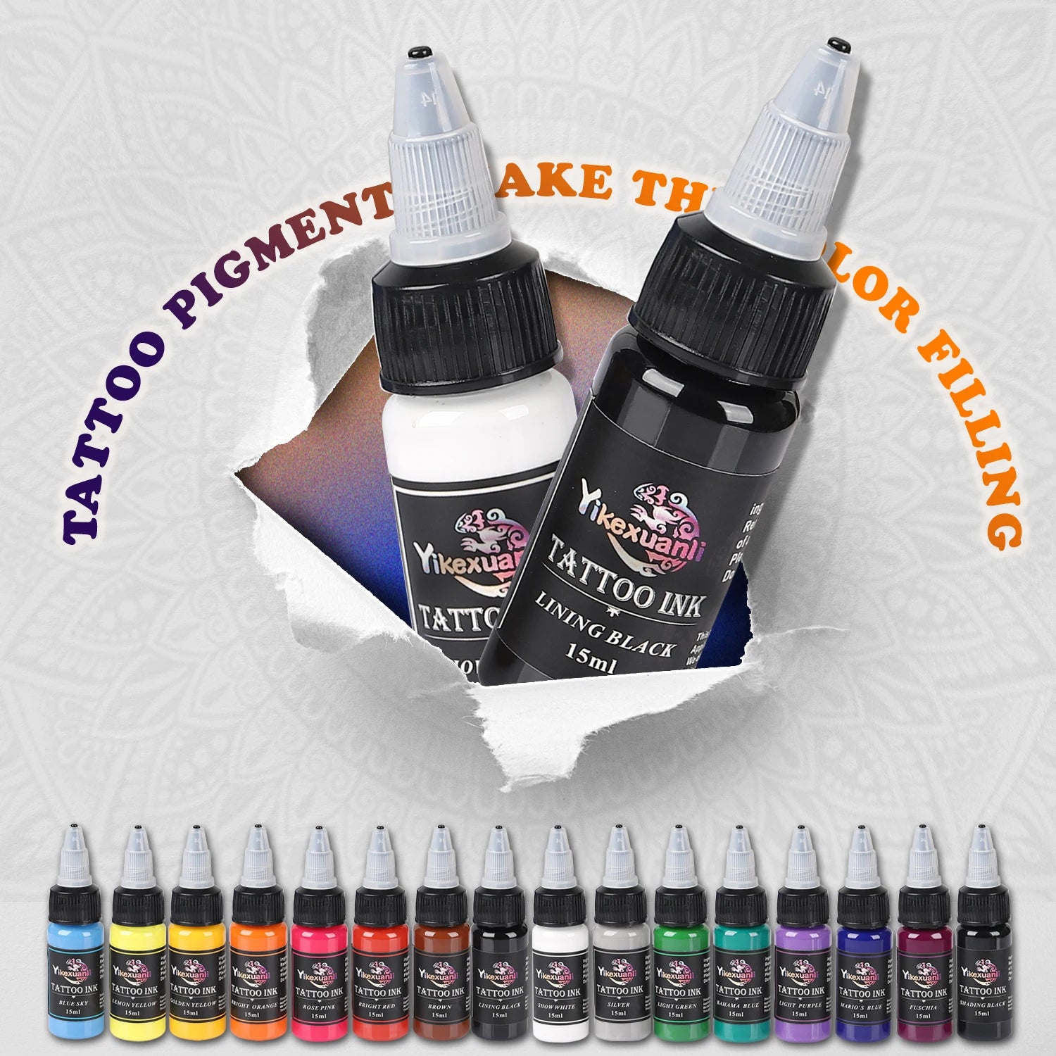 .51oz 16colors Tattoo Ink Pigment With Box Body Art Tattoo Kits Beauty Paints Makeup Tattoo Supplies Semi-permanent