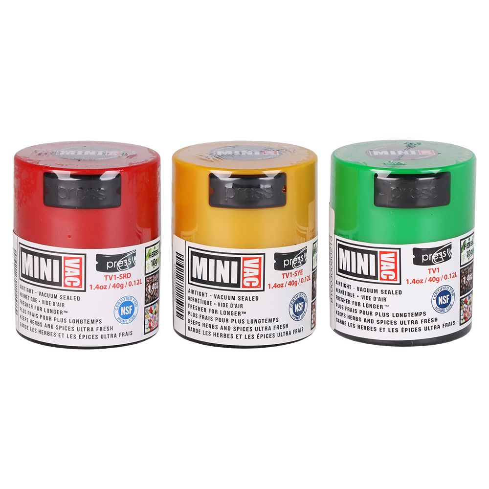 24CT DISPLAY - Minivac Smell Proof Container - 2.9" / Assorted Colors
