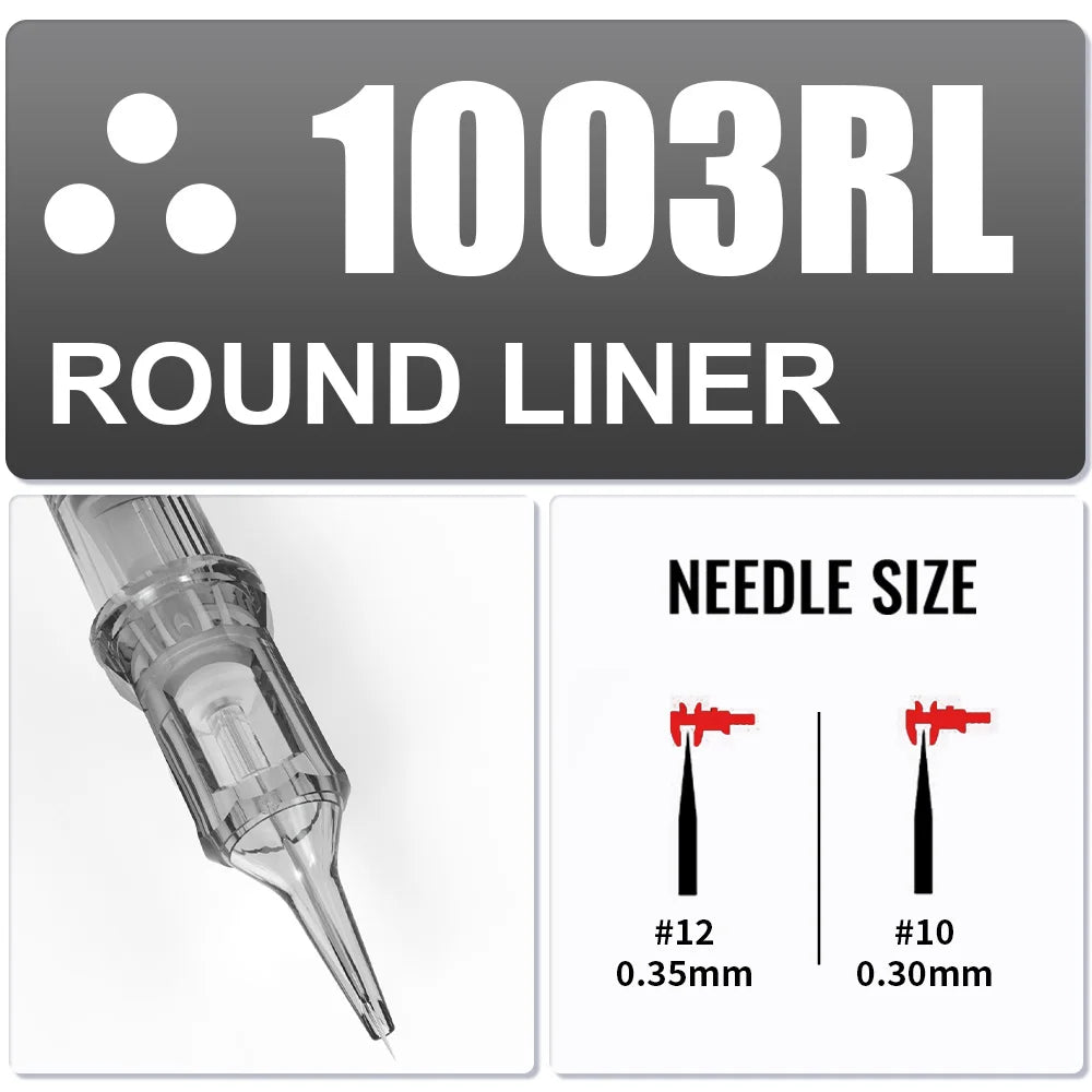 Yilong 20Pcs/Box Tattoo RL Cartridges Permanent Makeup Round Liner 0.25/0.30/0.35/0.40mm Needles For Tattoo Machines Supplies