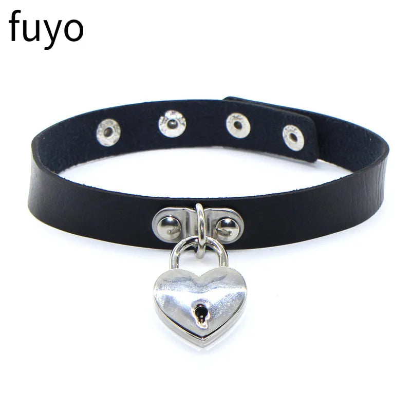 Gothic Punk Faux Leather Choker Necklaces