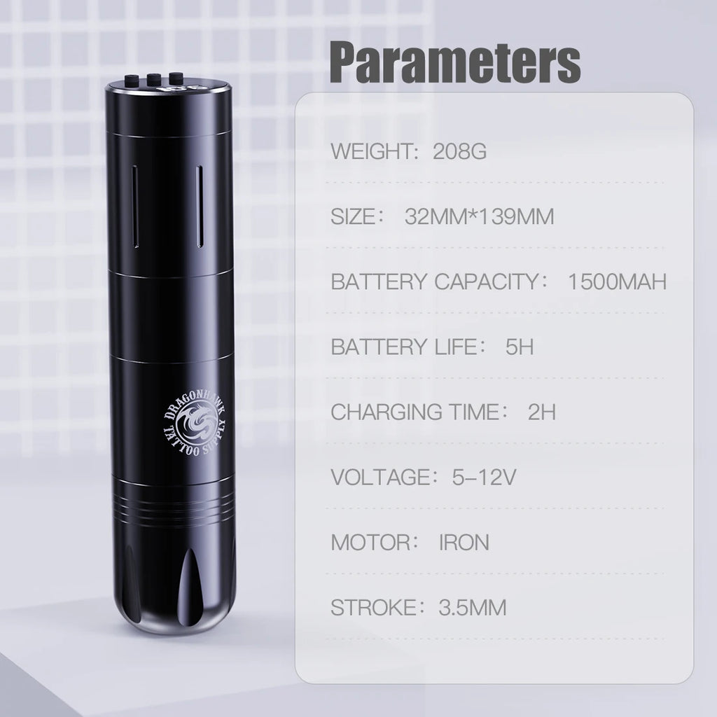 Dragonhawk X3 Full Kit Wireless Tattoo Pen 2 Batteries Complete Guns 20 Beginner Rotary Tattoo Machine Set Makeup Supplies