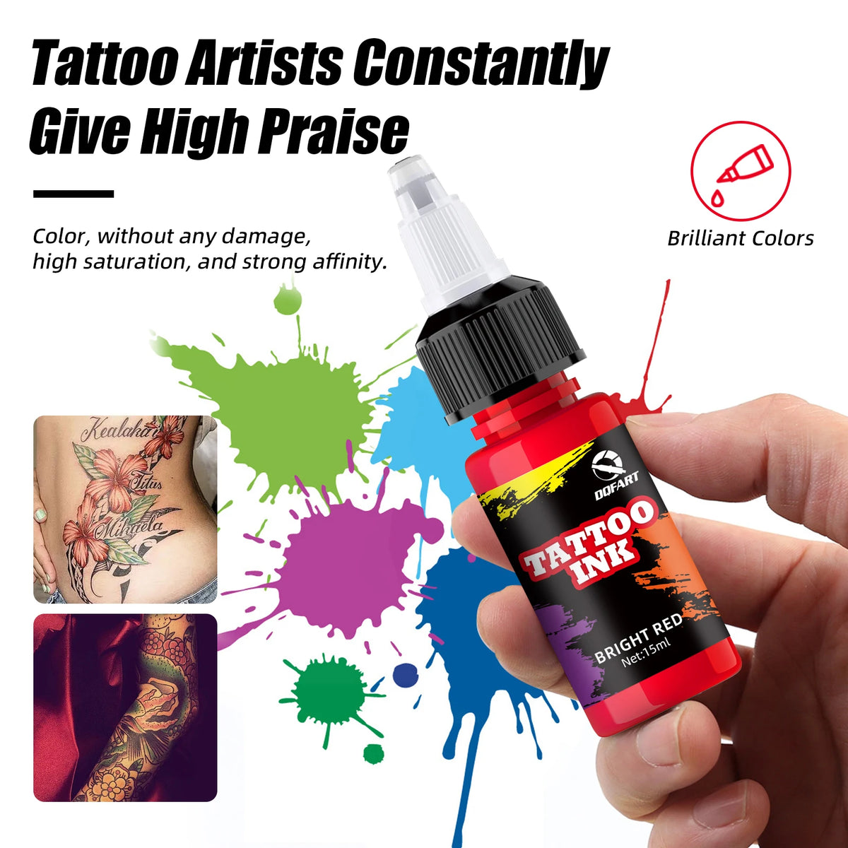 DQFART 14-Color 15ml Tattoo Ink Set