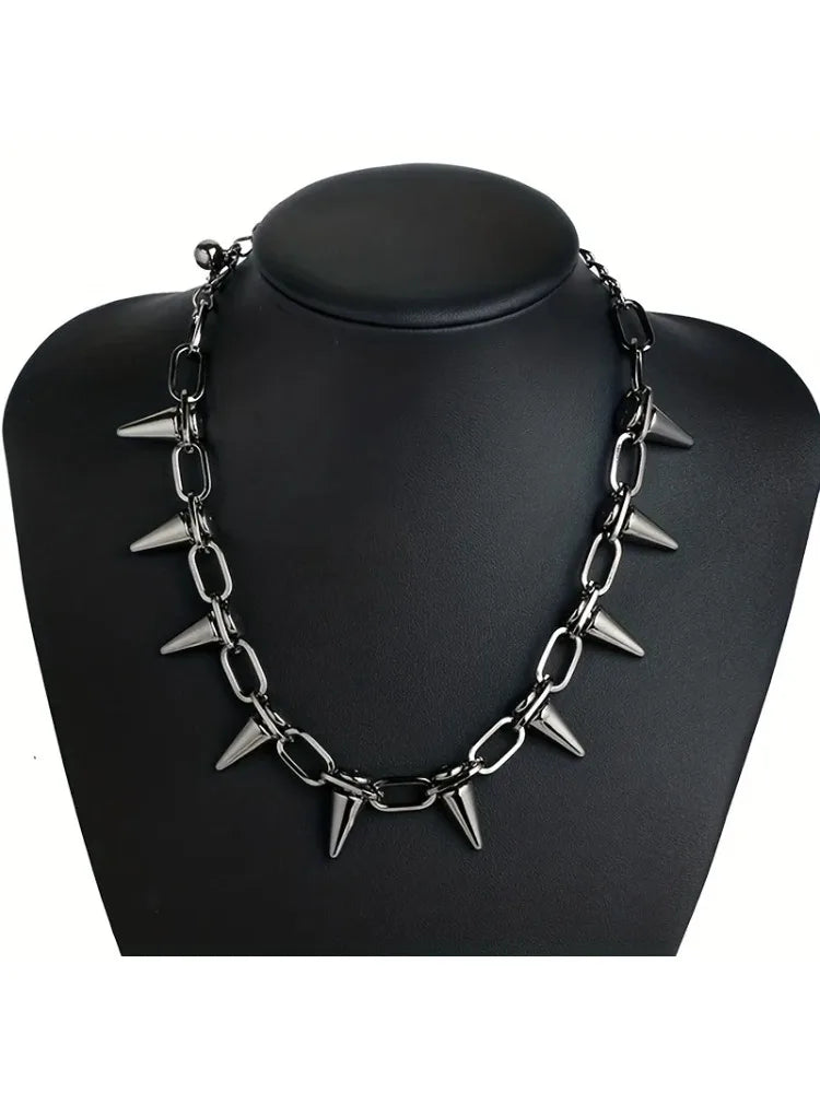 Punk Spike Chain Choker Necklace