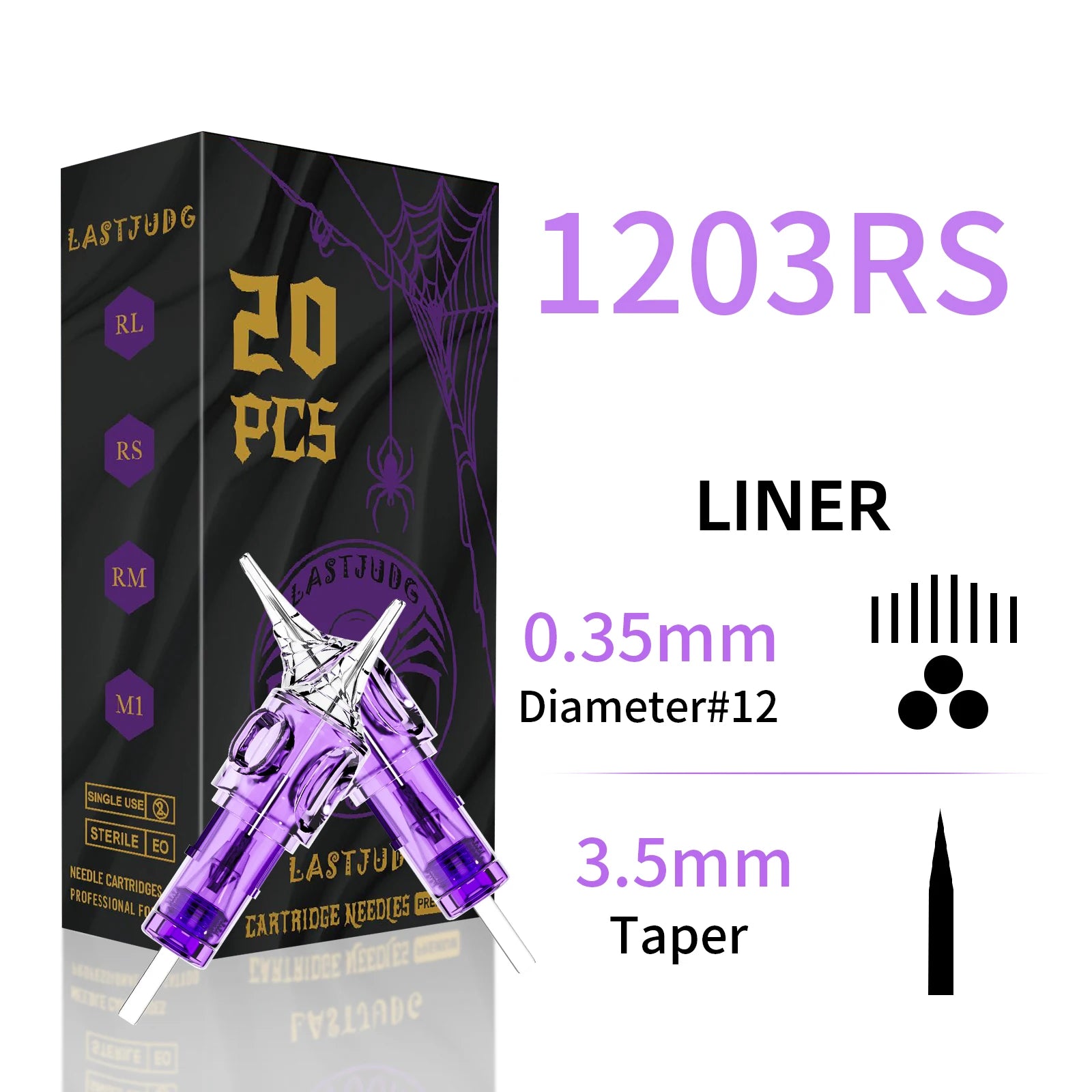 20pcsTB#12 Tattoo Needle Disposable Tattoo Cartridges RL/RS/M1/RM0.35mm Tattoo Needle Permanent Makeup Tattoo Tool with Membrane