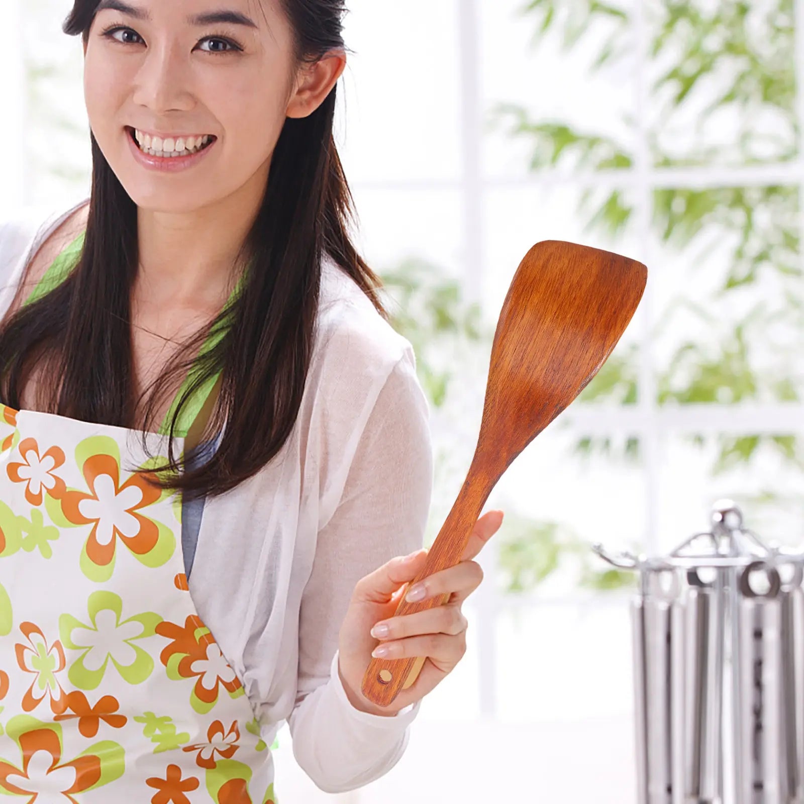 Wooden Spatula Nonstick Kitchen Utensils 12-Inch Ergonomic Right-Handed Turner for Stir-Frying Pancakes Eggs Cooking Tool
