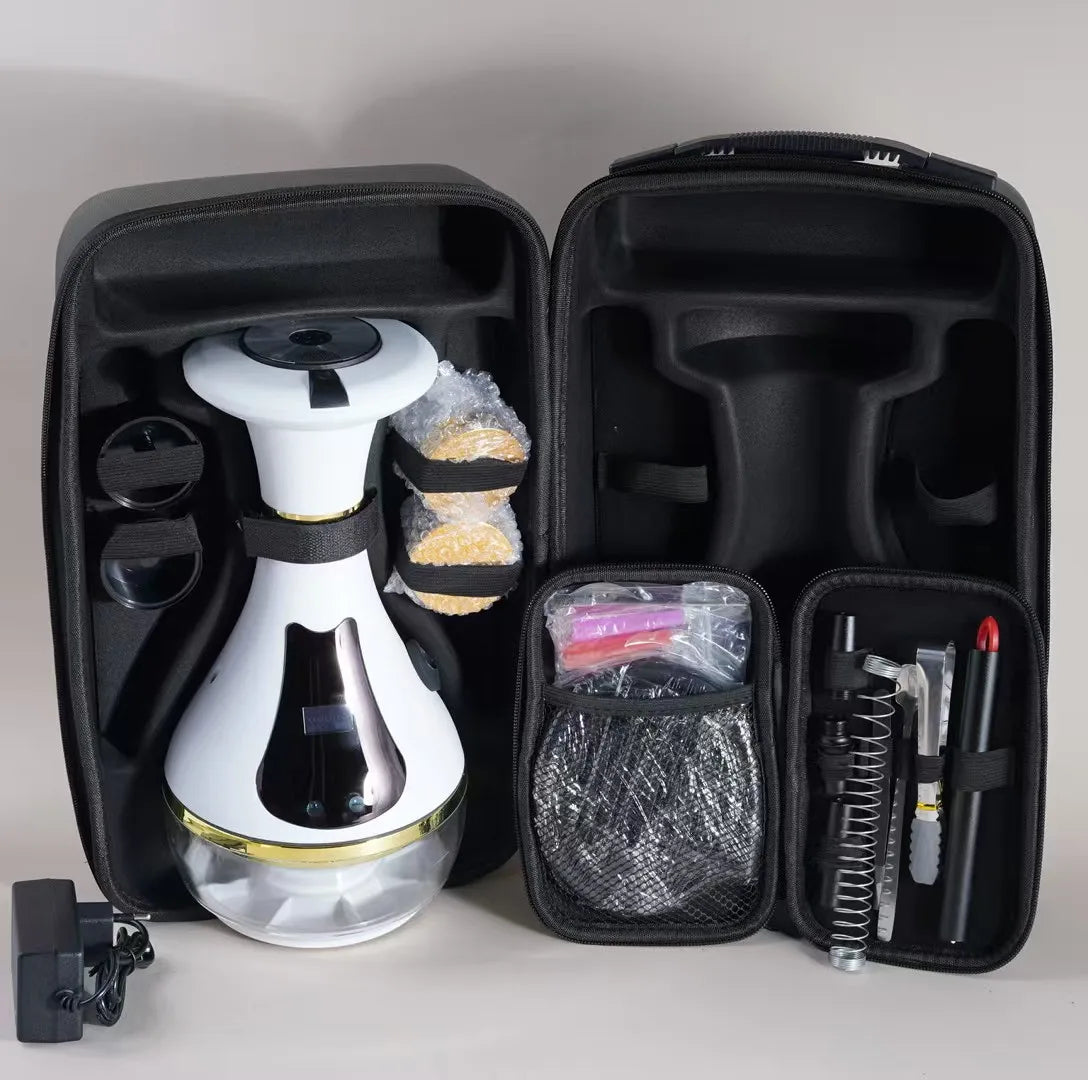 Deluxe Rechargeable Electronic Hookah Full Kit: Light Emitting Diode Touch Screen Electric Heating Hookah Non-Charcoal Tools