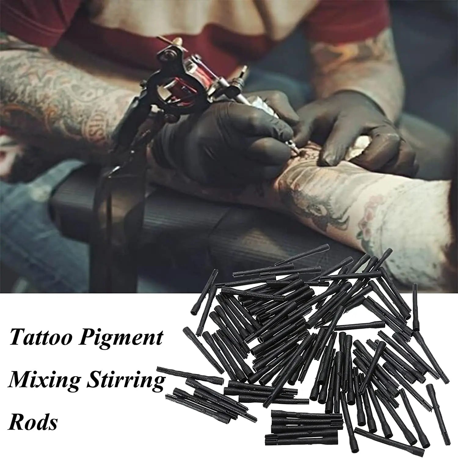 100Pcs Tattoo Ink Mixer Sticks Tattoo Pigment Mixing Sticks Plastic Stirring Rods Makeup Eyebrow Microblading Tool for Tattoo