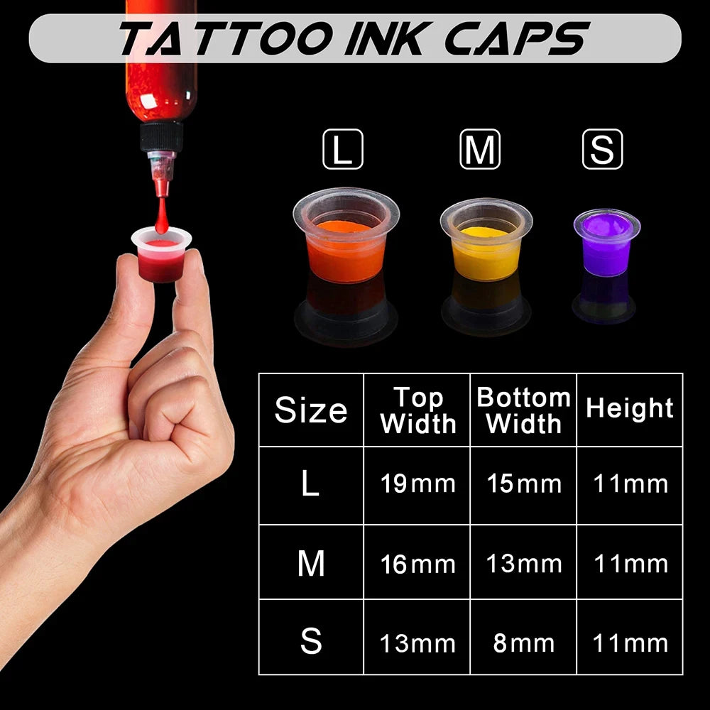 300/100pcs Disposable Tattoo Ink Cups S/M/L Plastic Clear Holder Container Cap for Tattoo Pigment & Permanent Makeup Accessories