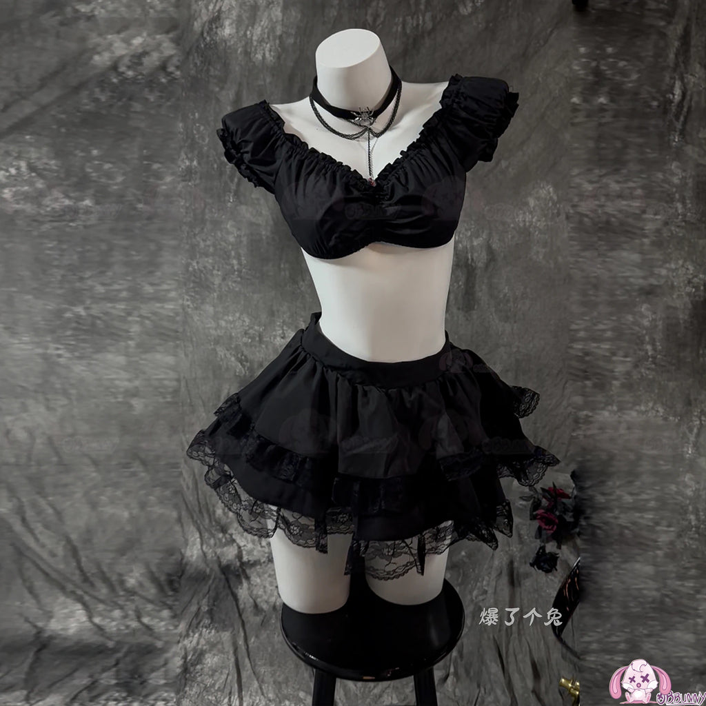 Black Gothic Lolita Corset Mini Dress