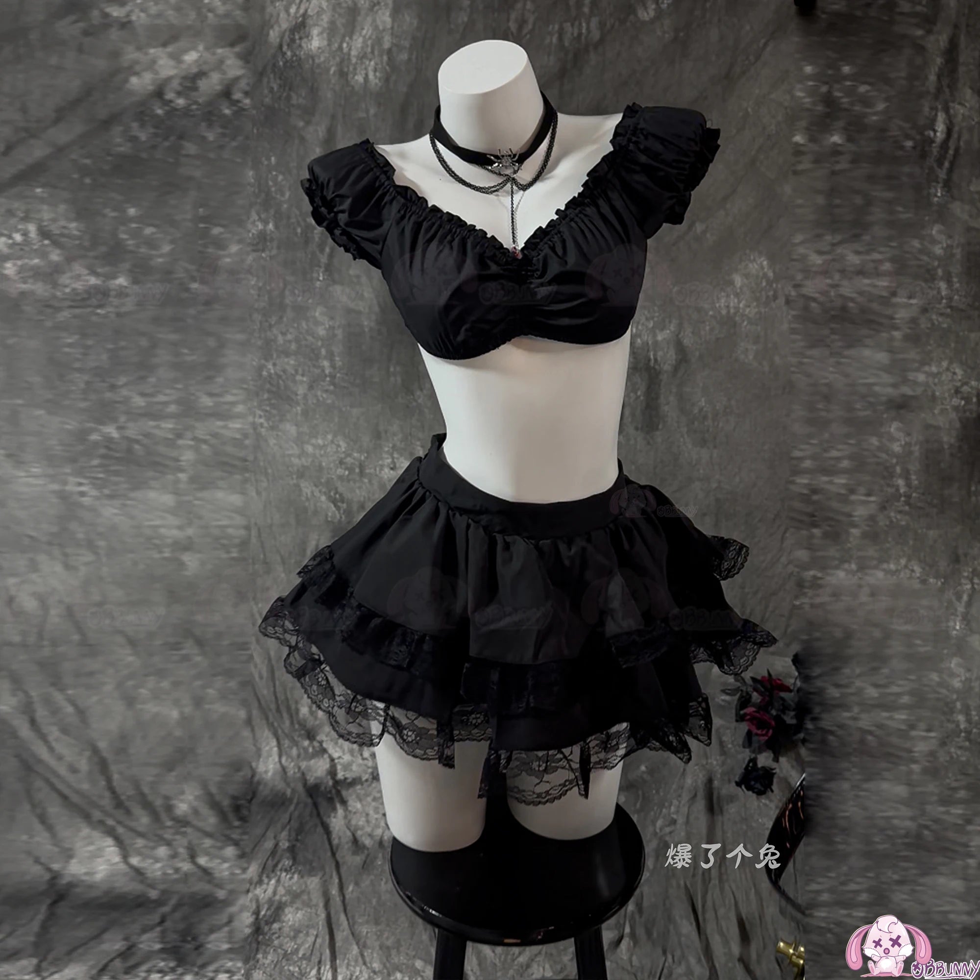Black Gothic Lolita Corset Mini Dress