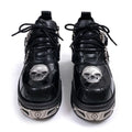 Black Gothic Skull Platform Leather Shoes
