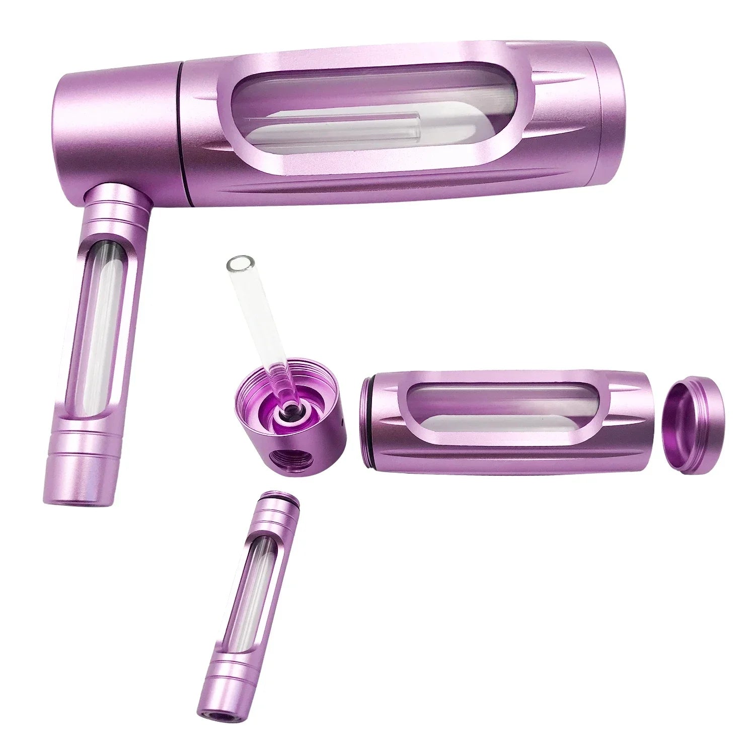 Portable Metal Smoking Pipe with 155mm Glass Bowls Dry Burning Grass Tobacco Pipes Hookah Shisha Pipa for Smoke Accessories