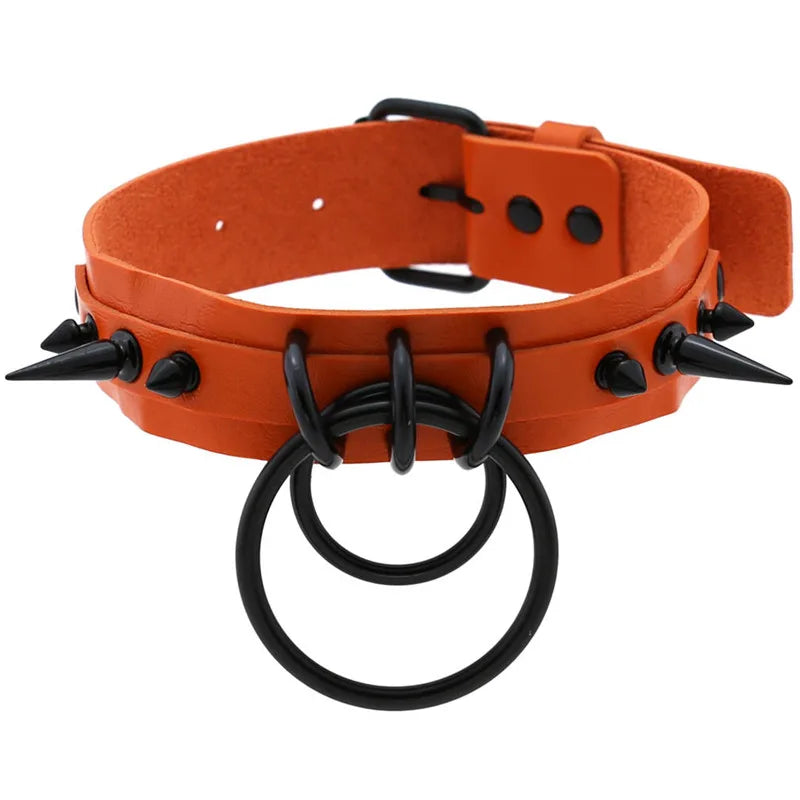 Gothic Spiked O-Ring Choker Collar