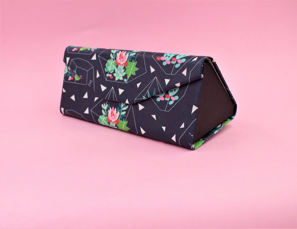 REAL SIC Cactus PU Leather Glasses Case – Succulent Terrarium