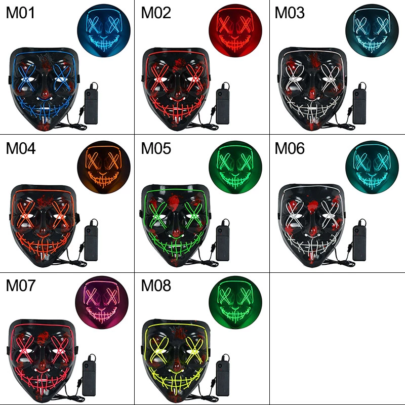 LED Neon Halloween Cosplay Mask