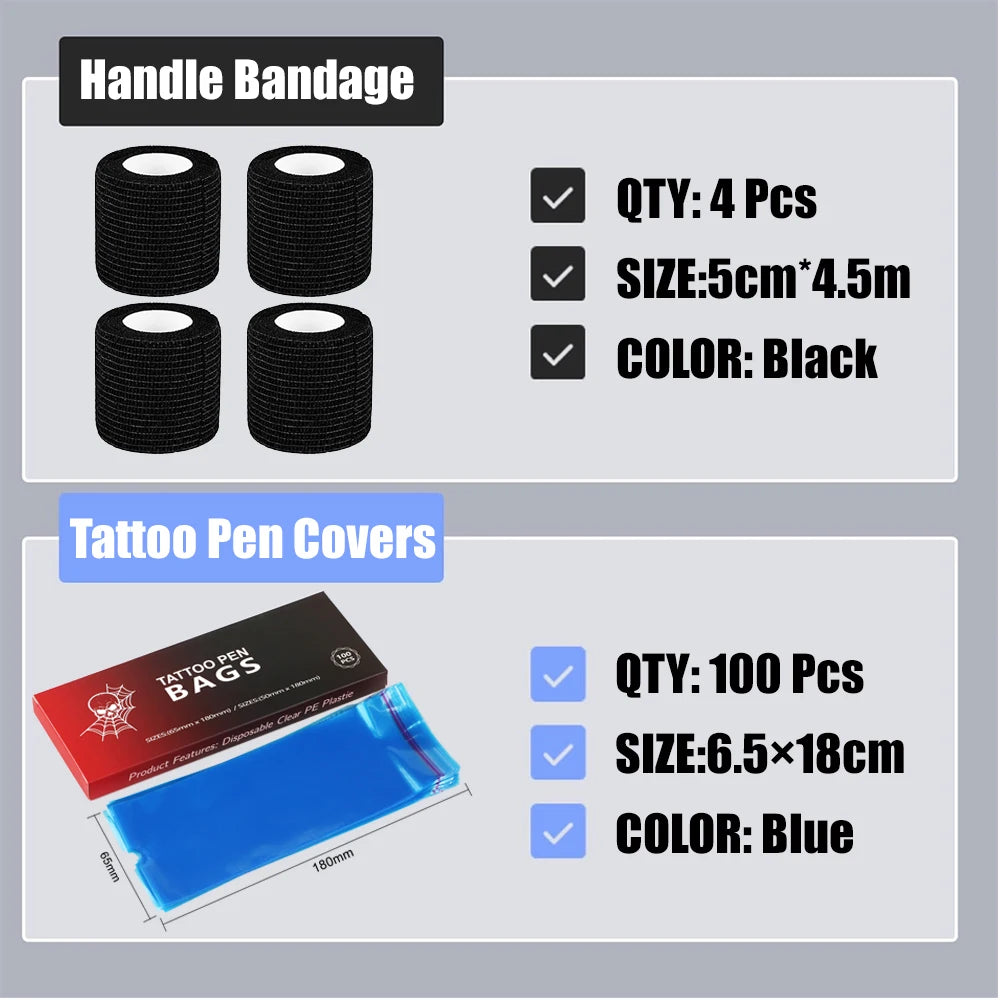Tattoo Pen Covers with Tape Wrap