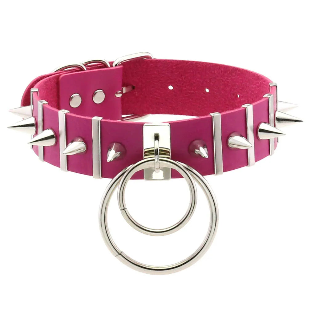 Punk Double O-Ring Spike Choker