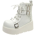 Gothic Punk Buckle Chain Platform Combat Boots