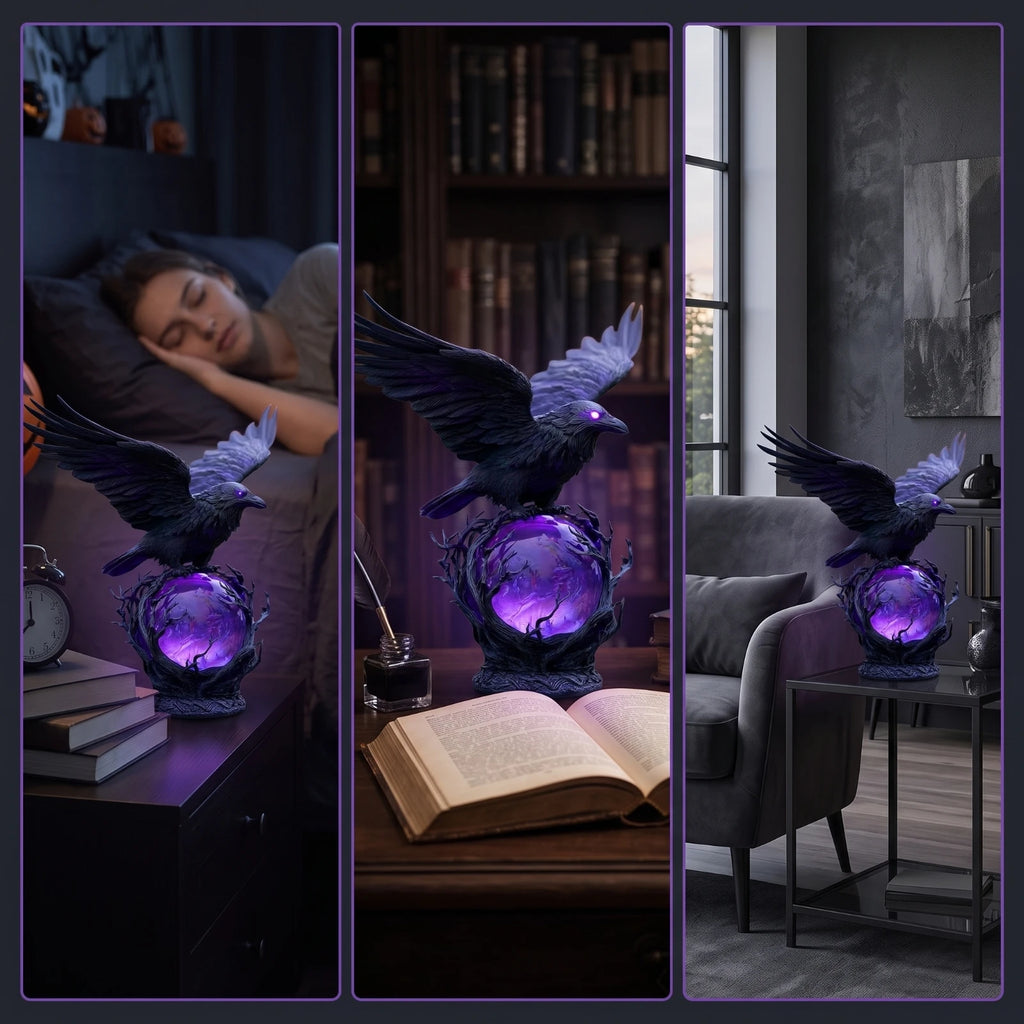 Gothic Raven Purple Crystal Ball LED Night Light