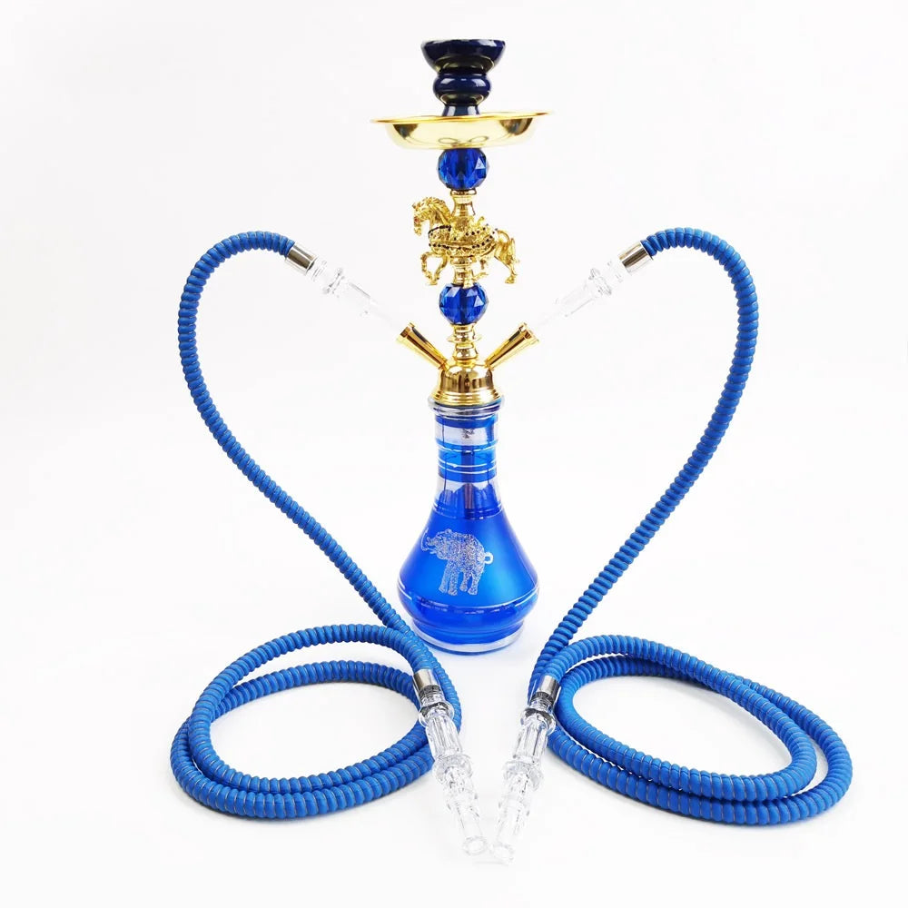 Blue animal-shaped hookah set for two persons - unique design, enjoy a relaxing time