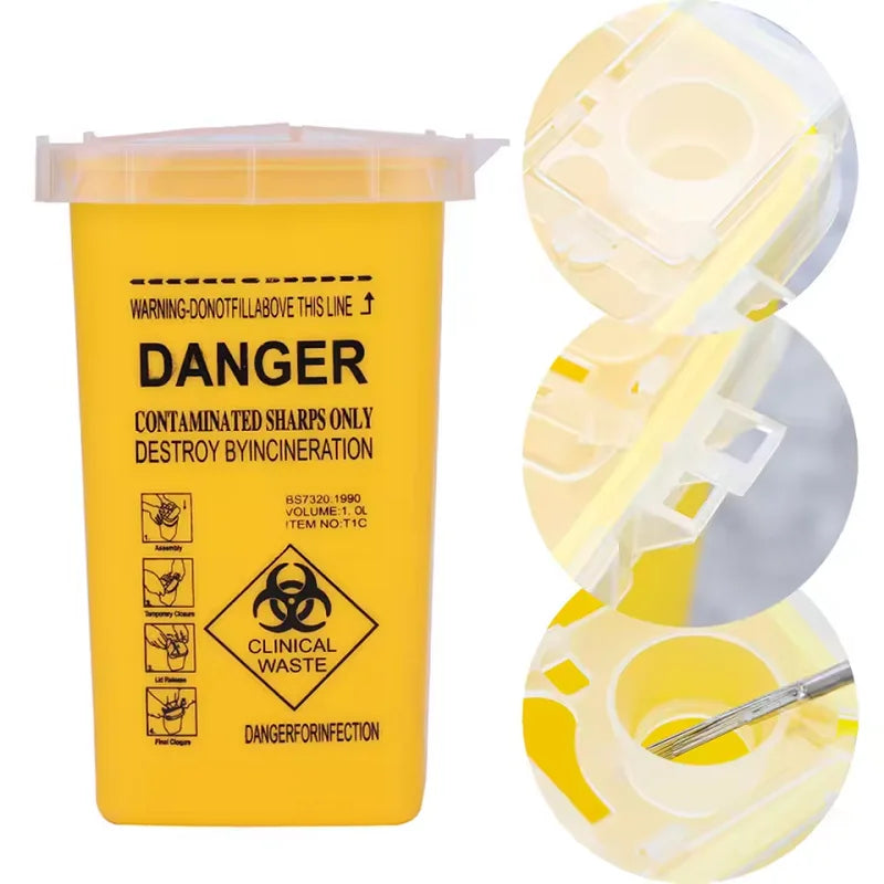 1L Plastic Waste Box Medical Supplies Container Large Capacity Disposable Collect Box Tattoo Needles Blade Recycling Storage Box