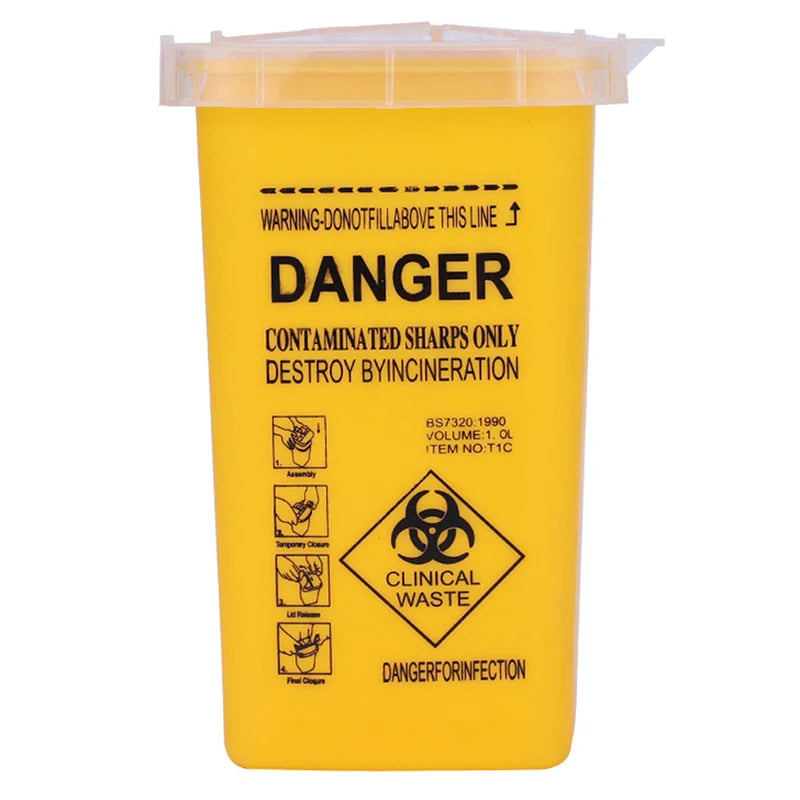 1L Plastic Tattoo Medical Supplies Container Waste Box Disposable Needle Tips Recycling Buckets Collection Tattoos Accessories