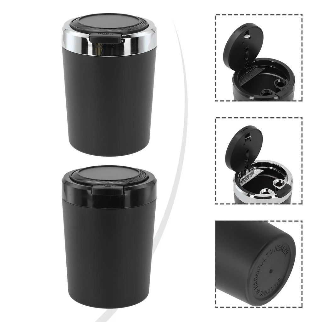 Car Ash Tray Portable Car Ash Tray LED Light ABS Slivery Black Aluminum Cup Automobiles Interior Accessories Portable Smokeless