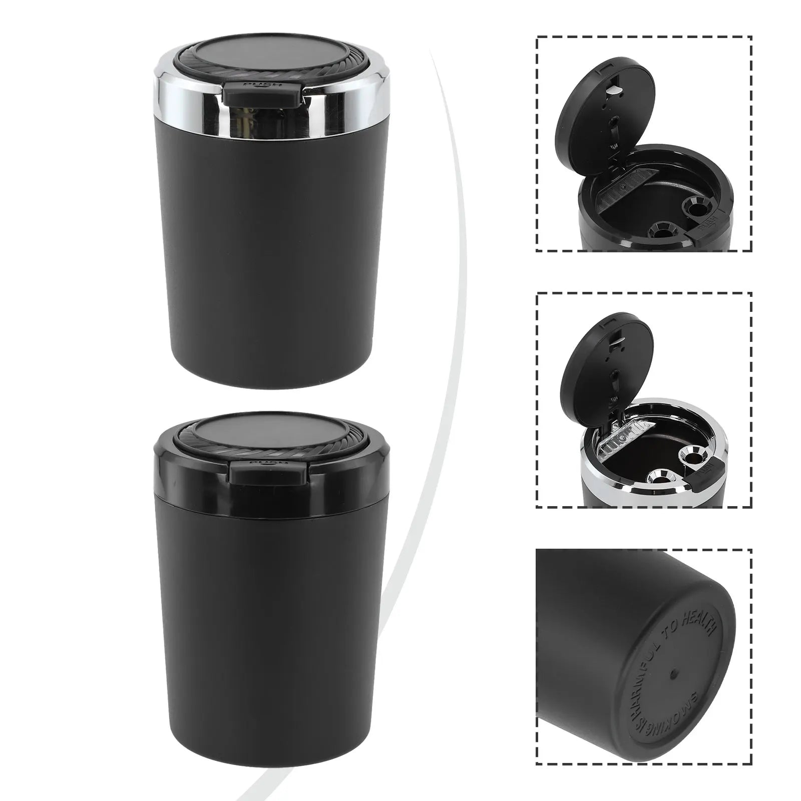 Car Ash Tray Portable Car Ash Tray LED Light ABS Slivery Black Aluminum Cup Automobiles Interior Accessories Portable Smokeless